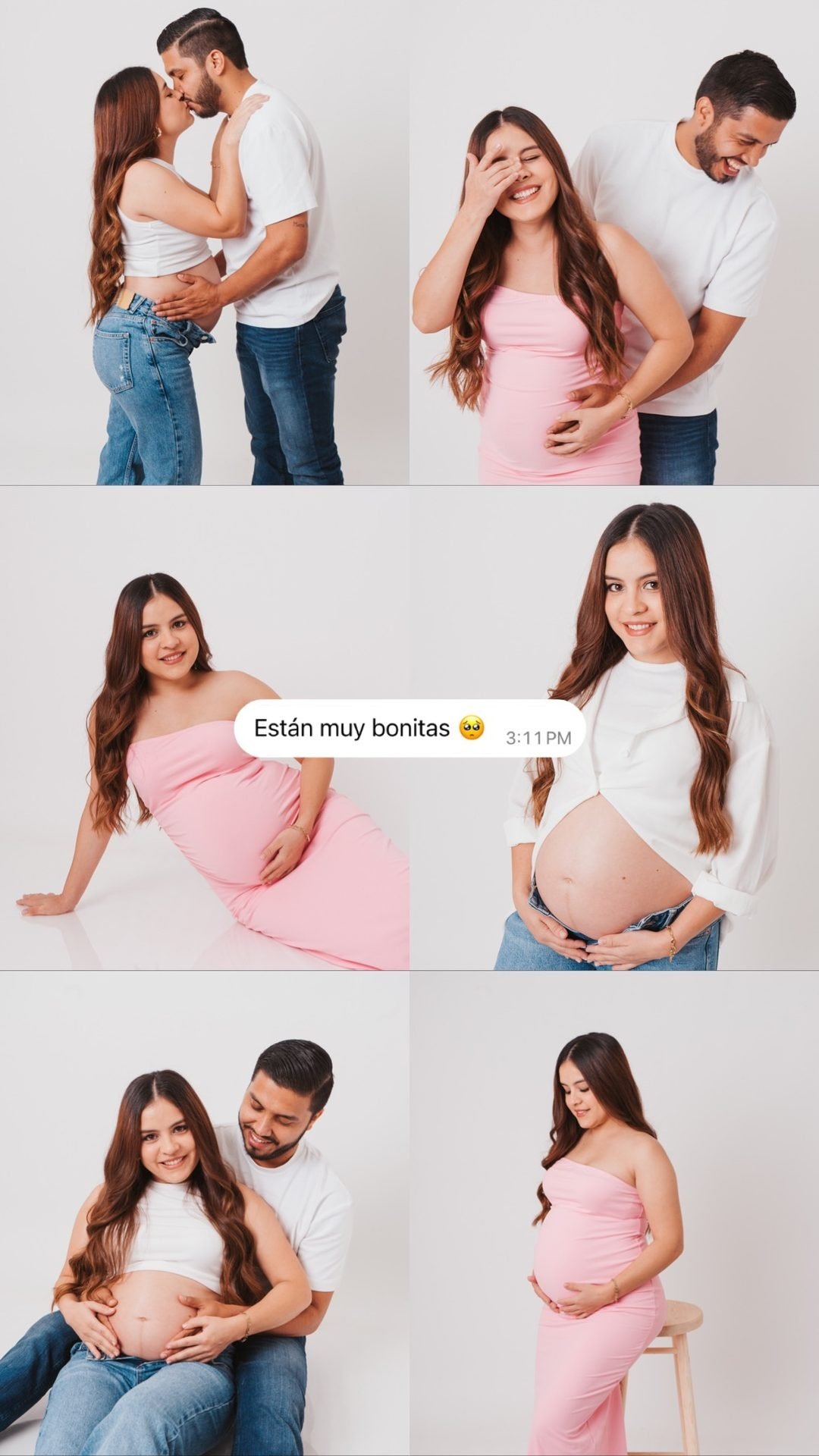 Sesión de embarazo, vestido rosa